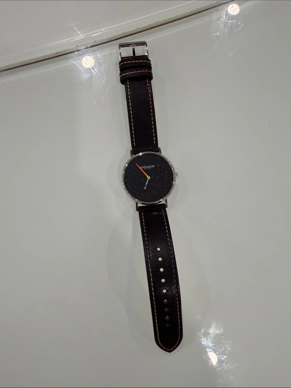Coach Black Leather Strap Watch Hands need battery